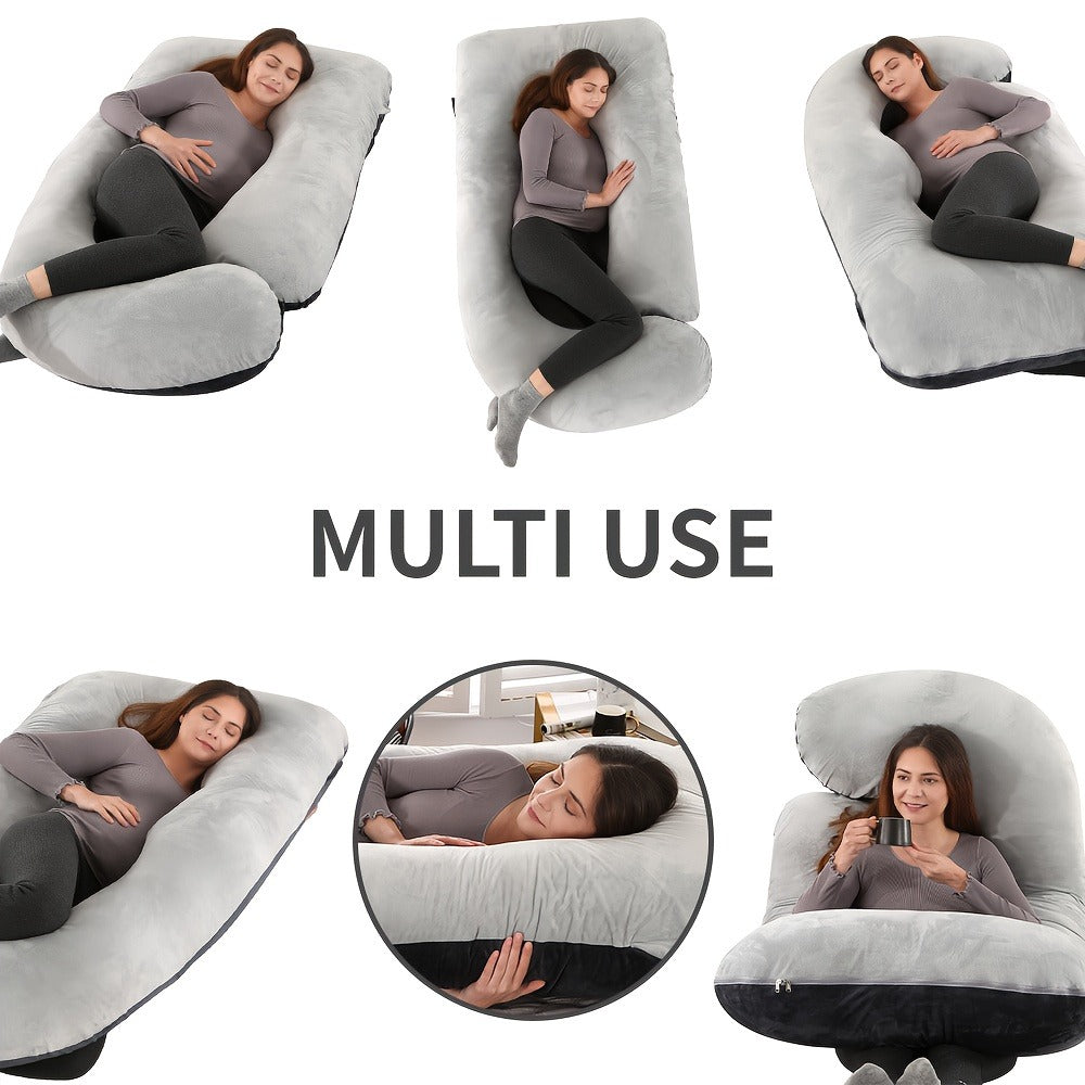 Maternity Pillow Full Body Pillow J-Shaped Pregnancy Pillow with Removable Cover Back Leg Tummy Support Multiple Styles & Sizes
