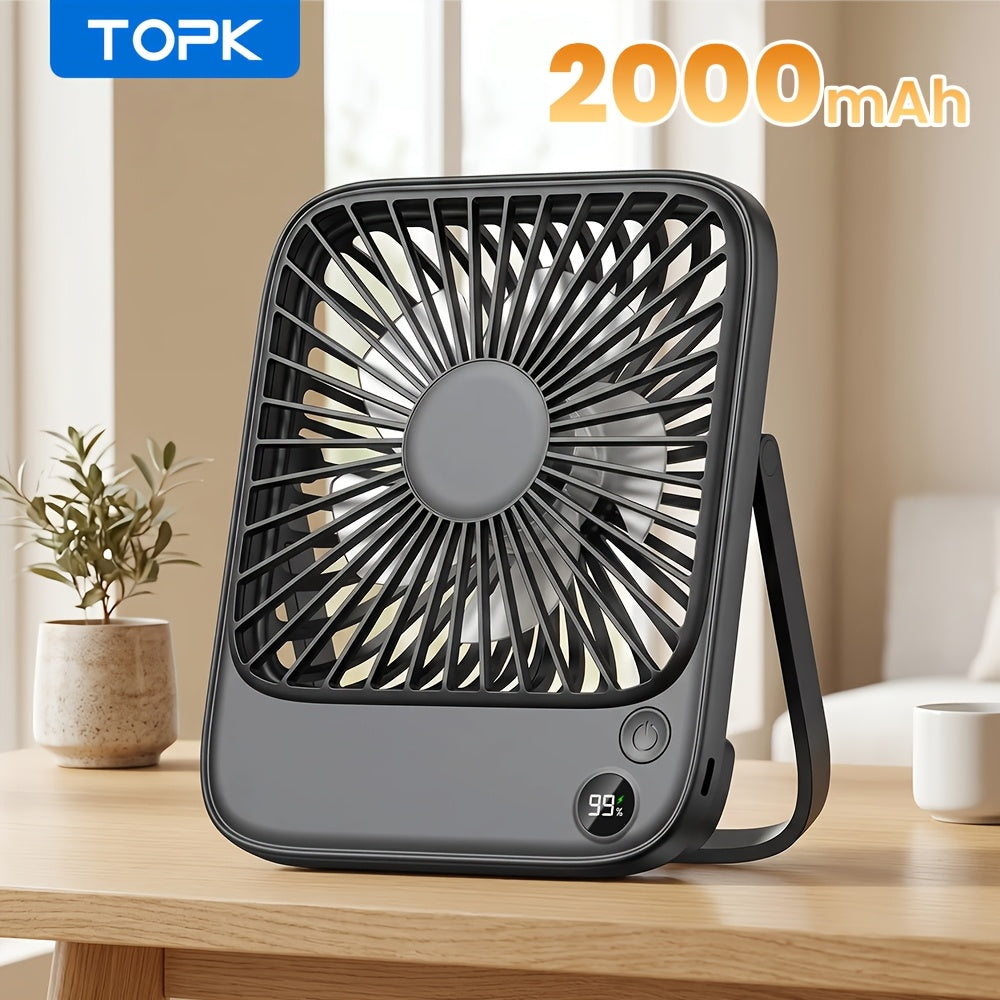 USB Desk Fan Battery Operated | 2000mAh & 5000mAh Rechargeable Mini Personal Fan, 4-Speed Adjustable, 180¡ã Tilt & Foldable, Ultra-Quiet Strong Airflow for Office, Bedroom & Desktop Use ¨C Black, Pink, White