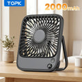 USB Desk Fan Battery Operated | 2000mAh & 5000mAh Rechargeable Mini Personal Fan, 4-Speed Adjustable, 180¡ã Tilt & Foldable, Ultra-Quiet Strong Airflow for Office, Bedroom & Desktop Use ¨C Black, Pink, White