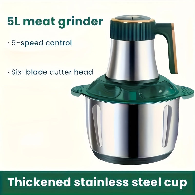 Electric Meat Grinder 5L 5-Speed ¨C Large Capacity Stainless Steel Food Processor, Blender & Filling Machine for Meat, Garlic, Chili & More