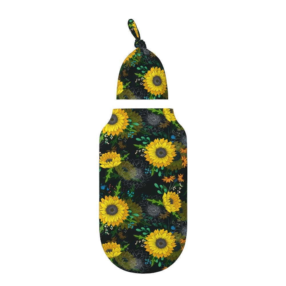 Baby Swaddle Blanket & Beanie Hat Set ¨C Butterfly, Sunflower, Bee, Life Tree & Moon Star Newborn Wrap