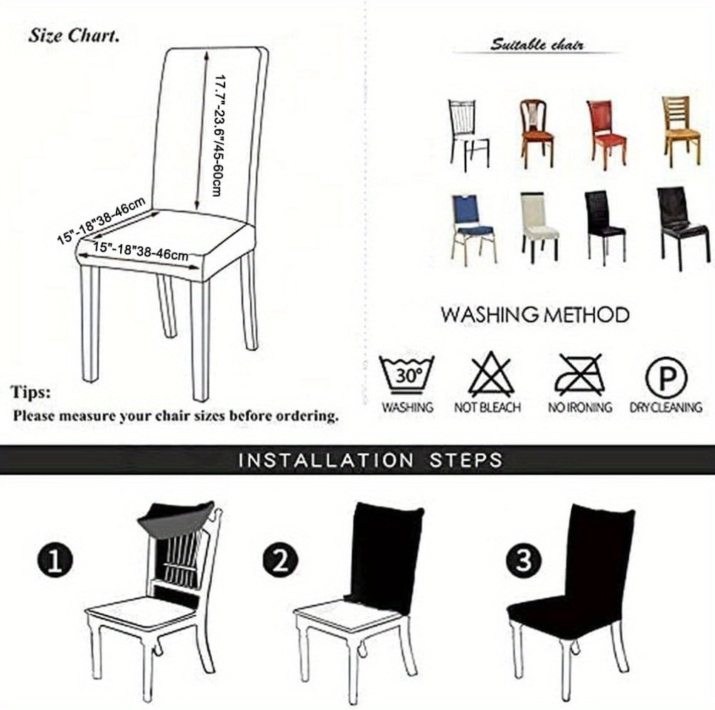 Dining Chair Covers Set of 4 6 Waterproof PU Leather Stretch Slipcover Oil Proof Universal Fit Chair Protector for Dining Room Kitchen Hotel Home Decor - 9 Colors