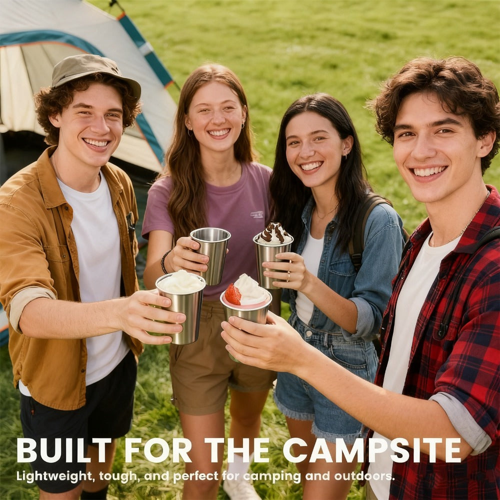 Stainless Steel Pint Glasses 12 Pack 16oz ¨C Unbreakable Metal Drinking Cups, Commercial Grade Stackable Barware, Dishwasher Safe Rustproof Beer Cocktail Glasses for Bar Restaurant Outdoor Camping Party