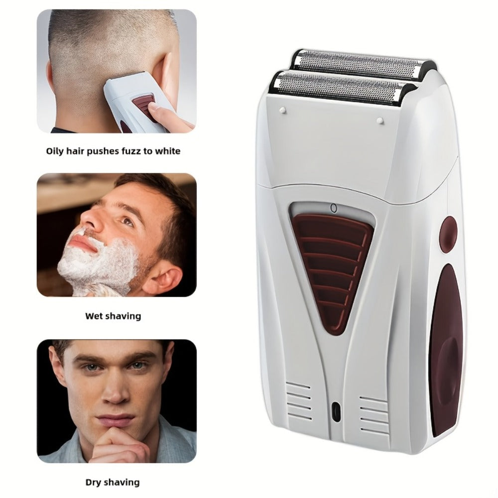 Electric Shaver for Men USB Rechargeable Portable Dual Head Razor Stainless Steel Blades 60 Min Runtime Beard Grooming Travel Shaver
