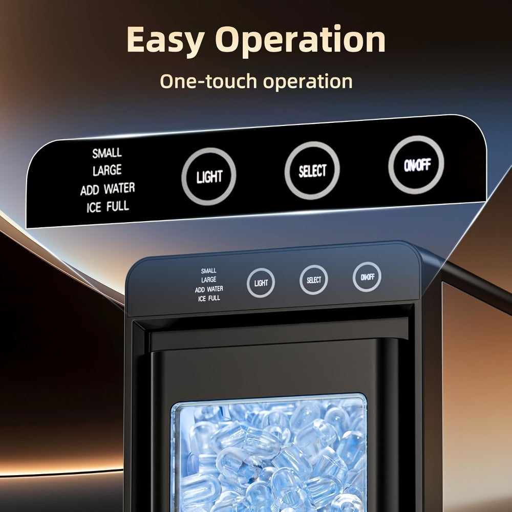 Countertop Ice Maker ¨C 26 Lbs in 24 Hours, Selectable Ice Size, Internal Lighting, Self-Cleaning Portable Ice Machine with Basket & Scoop, Compact Design for Home, Kitchen & Office Use