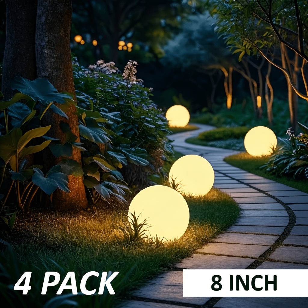 Solar Globe Lights Outdoor 8 Inch RGB Color Changing 16 Colors Remote Control Waterproof Garden Ball Light for Patio Yard Lawn Pool Pathway Party Decor