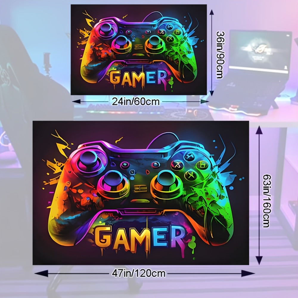 Gaming Mouse Pad Large Extended Cyberpunk Controller Design Non-Slip Desk Mat for PC Console Streaming Setup Esports Game Room Decor Teen Boys Gift 24x36 47x63 Inch