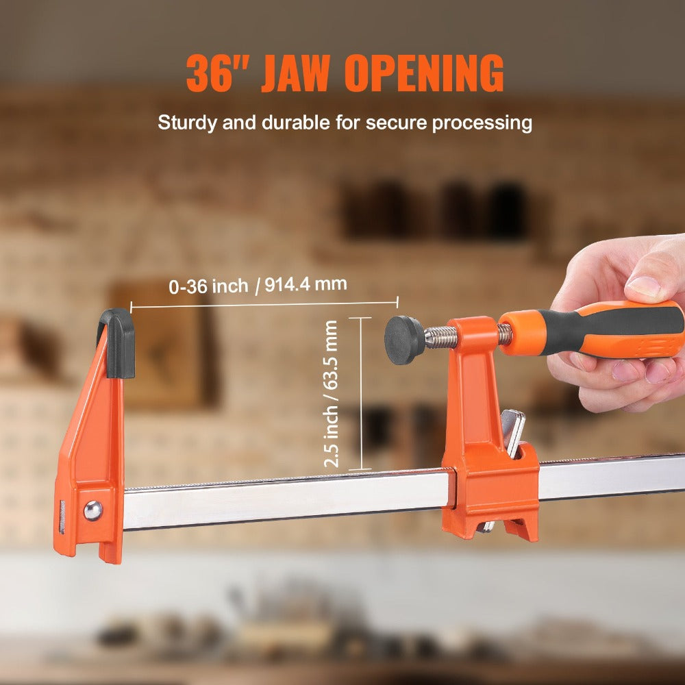 Bar Clamps for Woodworking 36 Inch 2-Pack, Quick-Change F Clamp Spreader with 600 lbs Load Limit, 2.5¡± Throat Depth, Cast Iron Jaw & Carbon Steel Slide Bar, Wood Clamps for Furniture & Metalworking