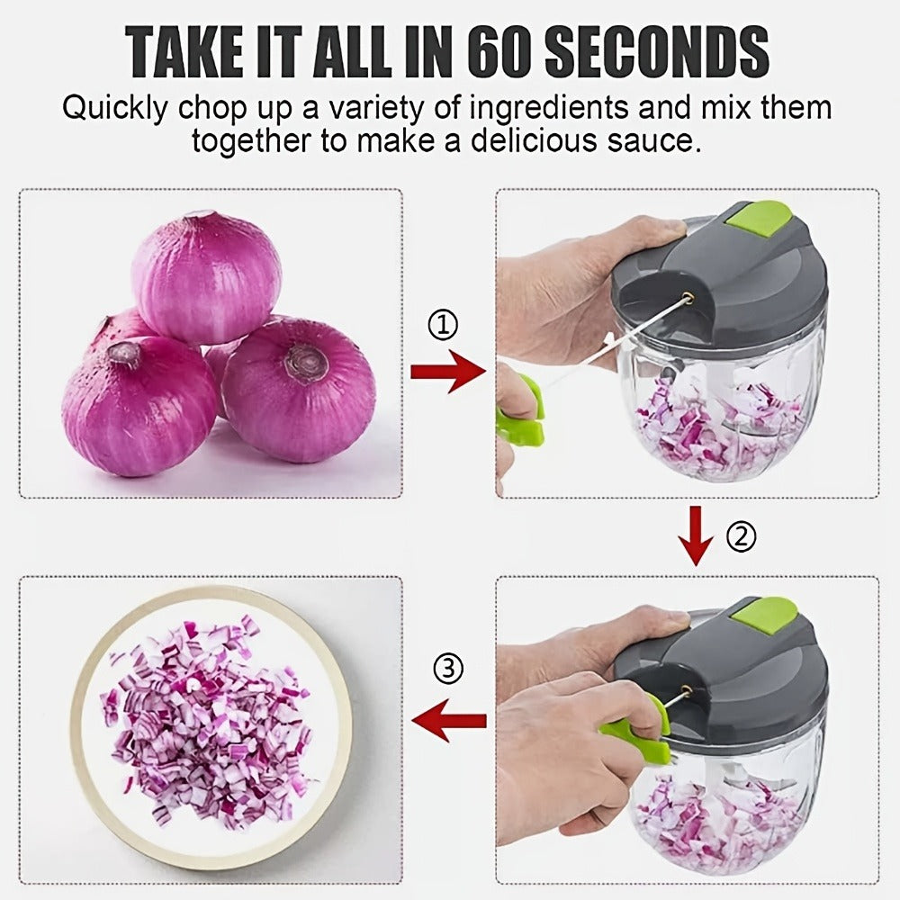 Vegetable Chopper with 3/5 Blades ¨C Multifunctional Onion Chopper, Food Dicer & Salad Cutter with Container | Kitchen Gadget Set for Potato, Carrot, Garlic