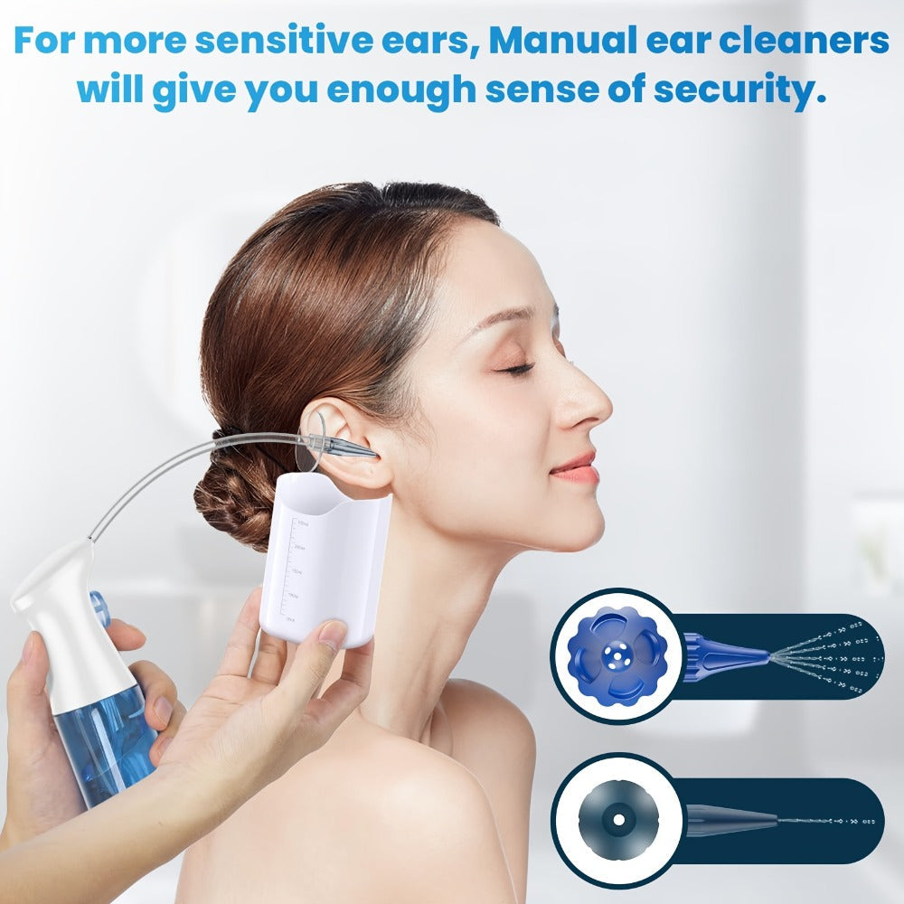 Ear Wax Removal Kit Manual Travel-Friendly Compact Ear Cleaning Set ¨C Safe Irrigation System for Adults and Kids, Portable Ear Cleaner Tool for Home and On-the-Go Ear Care