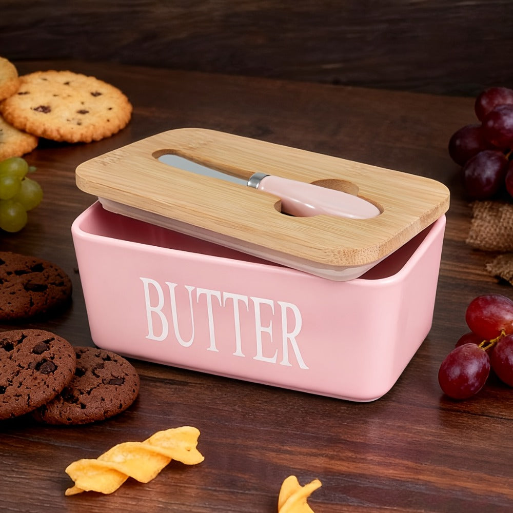 Ceramic Butter Dish with Lid and Knife ¨C Large Countertop Butter Keeper, Airtight Seal, Easy-Clean Design, Multiple Colors ¨C Kitchen Gift for Butter Lovers
