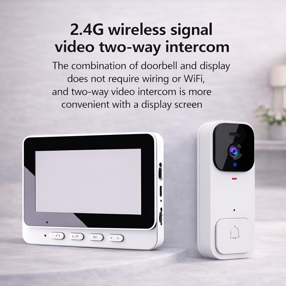Smart Video Doorbell Wireless Touchscreen Display | Motion Detection 2-Way Audio Local Storage No Subscription | Easy No-Wire Install Home Security Doorbell Camera System