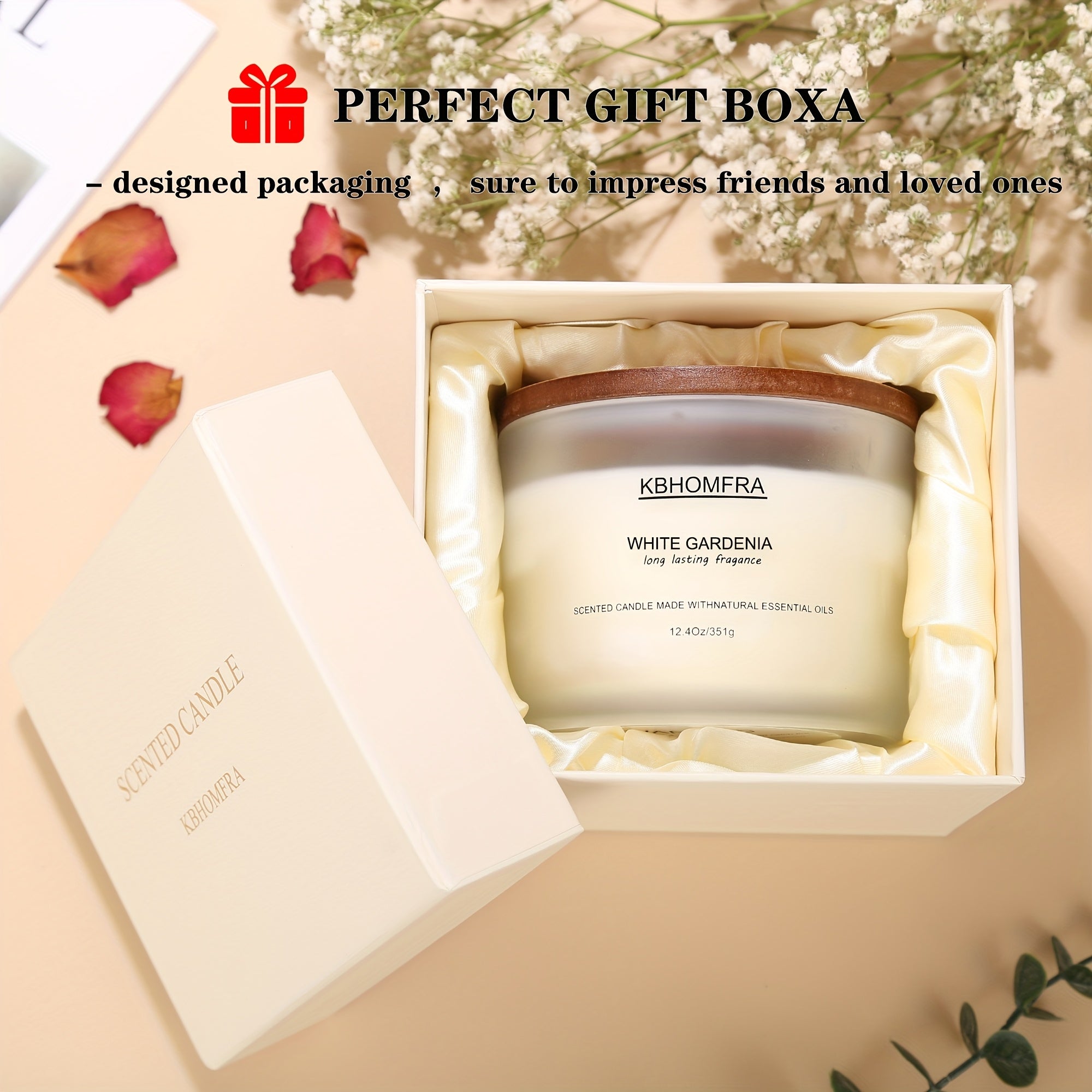 Scented Candles 3-Wick Large Soy Wax Candle 12.4oz - 70 Hour Burn Time, Natural Soy Blend & Beeswax, Luxury Gift Box, 6 Scents: Vanilla Coconut, Lemon Lavender, Jasmine, Citrus Sage, Pink Sands, Gardenia