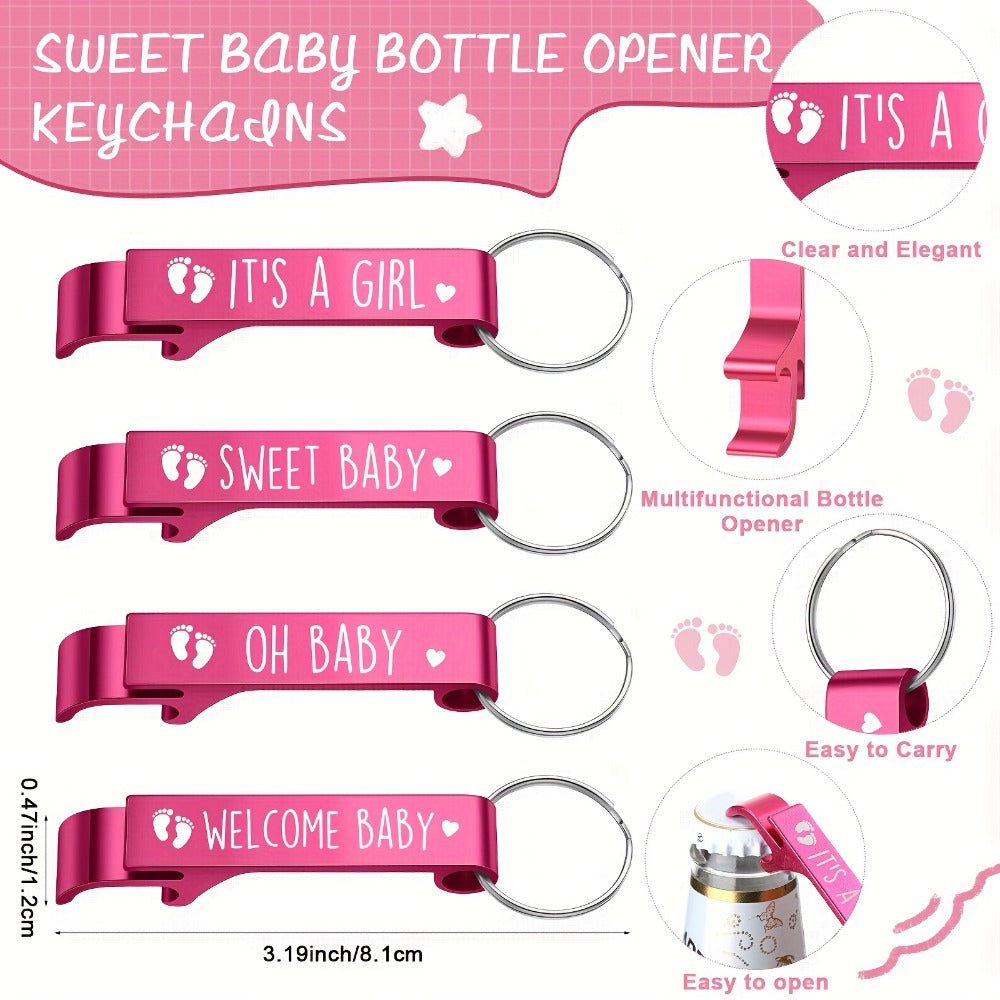 Baby Shower Party Favors 96pcs for 24 Guests - Shot Glasses Bottle Openers Thank You Tags Organza Bags Pink Gender Reveal Return Gifts Boy Girl Shower Prize Set