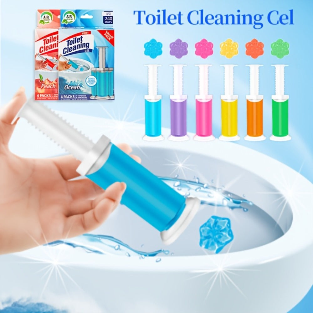 Toilet Cleaning Gel Stamp with Dispenser, Toilet Bowl Freshener & Cleaner Gel Stamps Prevent Scale & Toilet Ring, 6 Scents ¨C Ocean, Lavender, Floral, Peach, Lemon, Pine ¨C 4 Pcs or 8 Pcs Pack