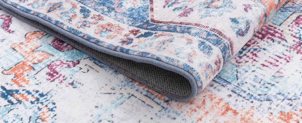 Vintage Persian Area Rug Machine Washable Non-Slip Non-Shedding Floral Indoor Carpet for Living Room Bedroom in Multiple Colors and Sizes