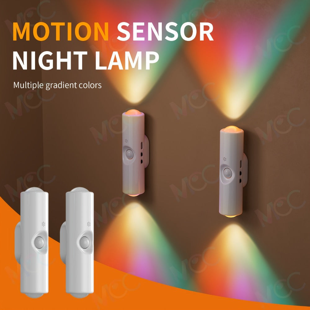 LED Magnetic Night Light Dual Voice & Motion Sensor ¨C 9 Colors Dimmable, 665mAh Battery, Drill-Free Magnetic Install for Hallway, Bedside & Storage Room Ambient Lighting