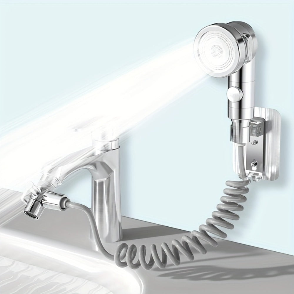 Faucet Extender Pull-Out Retractable Showerhead for Washbasin - Hot & Cold Compatible Hair Washing Sink Sprayer, Basin Extension Attachment for Bathroom Sink, 1-Speed & 3-Speed Options