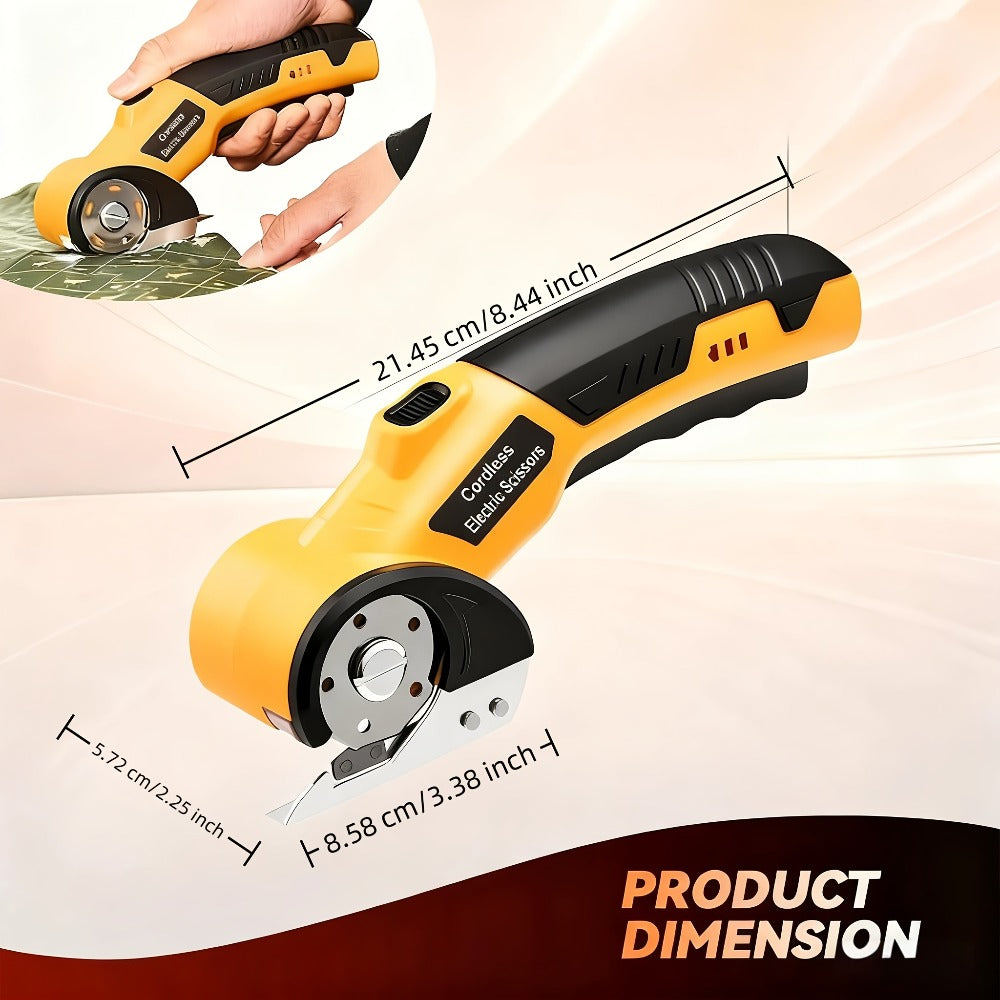 Electric Scissors Rechargeable Cordless - USB-C Charging, Battery Indicator, Portable Power Cutter for Fabric, Leather, Carpet & Cardboard, Handheld Electric Trimmer for Sewing, Crafting & DIY Projects
