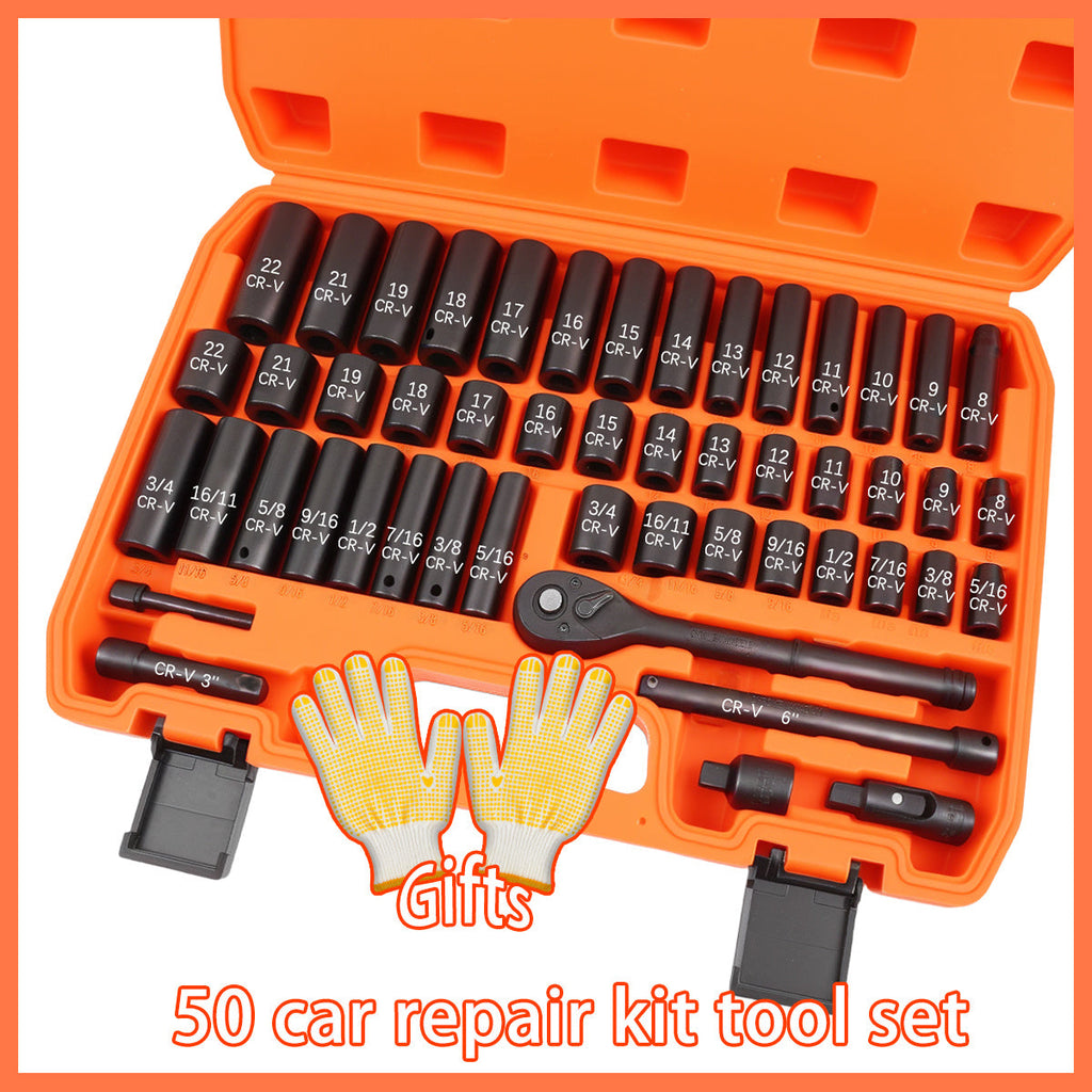 Professional Auto & Bicycle Repair Tool Set 50/53PCS ¨C Ratchet Wrench Kit | Racing-Grade Car Maintenance Tools | Socket Set for Auto Parts, Bike & Machinery Repair | Orange