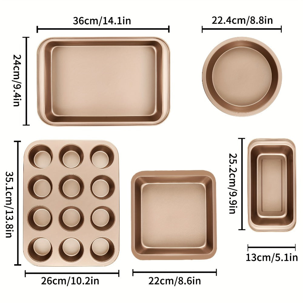 Nonstick Bakeware Set Stackable Space-Saving - Round & Square Pans, Waffle Tray, Cookie Sheet, Dishwasher Safe, Carbon Steel Baking Pan Set for Oven, 2pcs / 5pcs / 10pcs Options