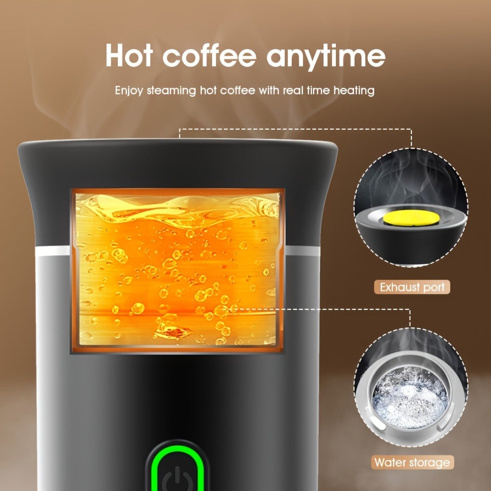 Portable Capsule Coffee Machine USB Rechargeable One-Touch Brewing Compact Automatic Espresso Maker for Travel Office Dorm Room Under 1L Stylish Transparent Design for Coffee Lovers Black White
