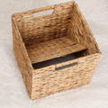Water Hyacinth Storage Baskets 11in - Handwoven Stackable Cube Baskets for Shelves Closet Laundry, Natural Wicker Organizer Bins