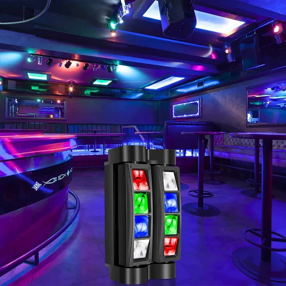 Spider Beam Moving Head Stage Light 8x3W RGBW LED DJ Disco Light Sound Activated DMX-512 Control for Party Club Bar Wedding Festival Show