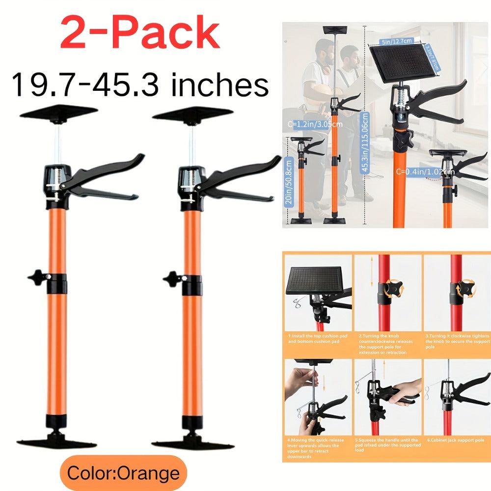 Adjustable Steel Support Rods for Drywall & Cabinet Installation, Extendable Construction Support Poles 19.7¡±-45.3¡± / 45¡±-114¡±, Manual Lifting Tool Height Adjuster for Home Renovation, 2PCS & 4PCS Sets