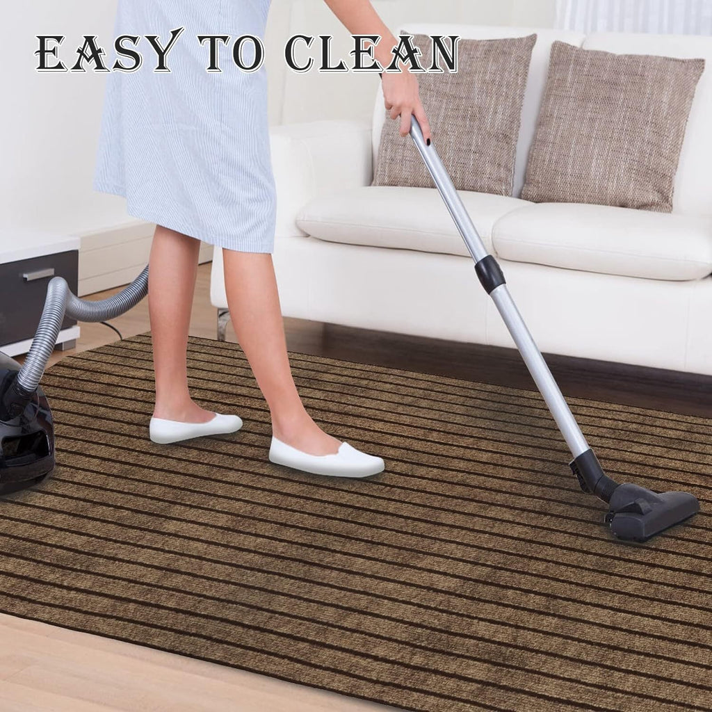 Runner Rug Non-Slip Rubber Backing Indoor Outdoor Hallway Kitchen Entryway Bedroom Carpet Runner Stain Resistant Low Pile Easy Clean Multiple Sizes 2FT Wide 8 Colors Grid Strip
