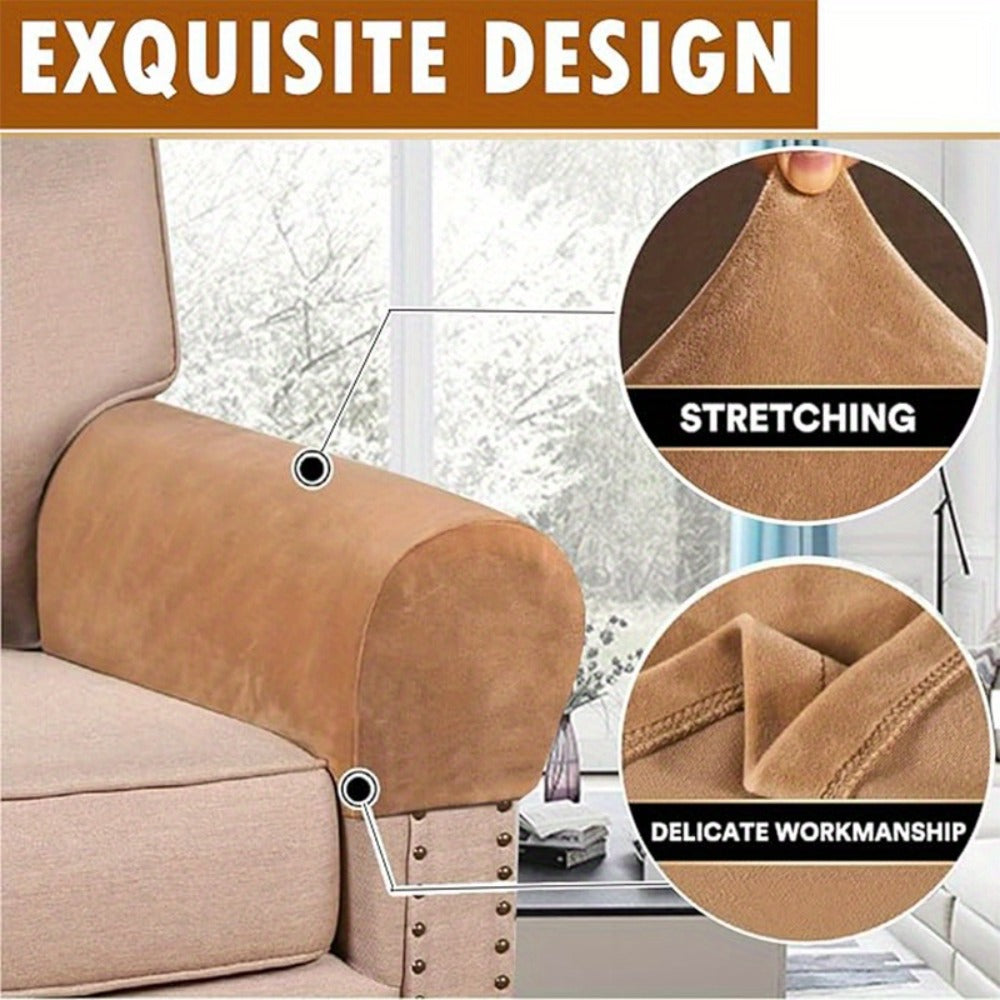 Stretch Armrest Covers for Chairs Sofa Couch 2 Pcs Spandex Elastic Arm Covers Slipcovers Plaid Pattern Furniture Protector for Living Room Recliner Armchair Home Decor