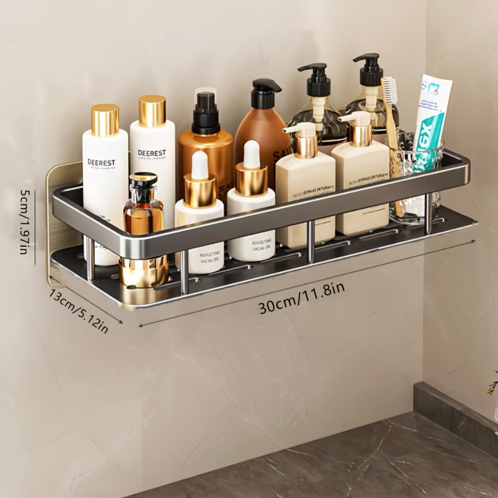 Shower Caddy Basket 2 Pack 2-Tier Wall Mount - Rust Resistant Bathroom Shelf Organizer for Shampoo Soap Towel No Drilling Adhesive Shower Rack | Dark Grey Black | Bathroom Kitchen Storage