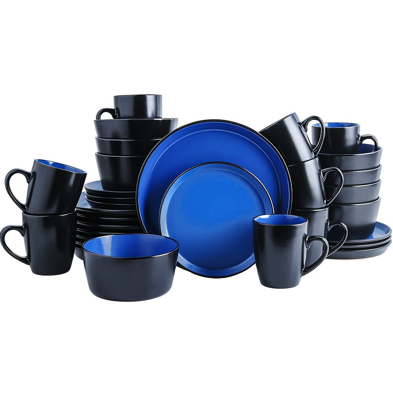 Ceramic Dinnerware Set for 4 ¨C Porcelain Plates Bowls Cups Matte Finish Dishwasher Microwave Oven Safe Stoneware Tableware Scratch Resistant for Restaurant Kitchen Wedding Anniversary Gift
