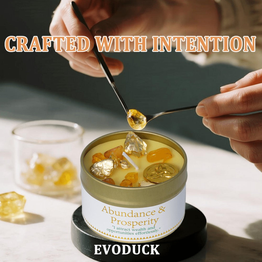 Manifestation Candles Scented Soy Wax with Golden Crystal ¨C Law of Attraction Abundance Candle for Meditation, Yoga & Focus | Spiritual Gift for Women with Guidance Card | Christmas, Birthday, New Year