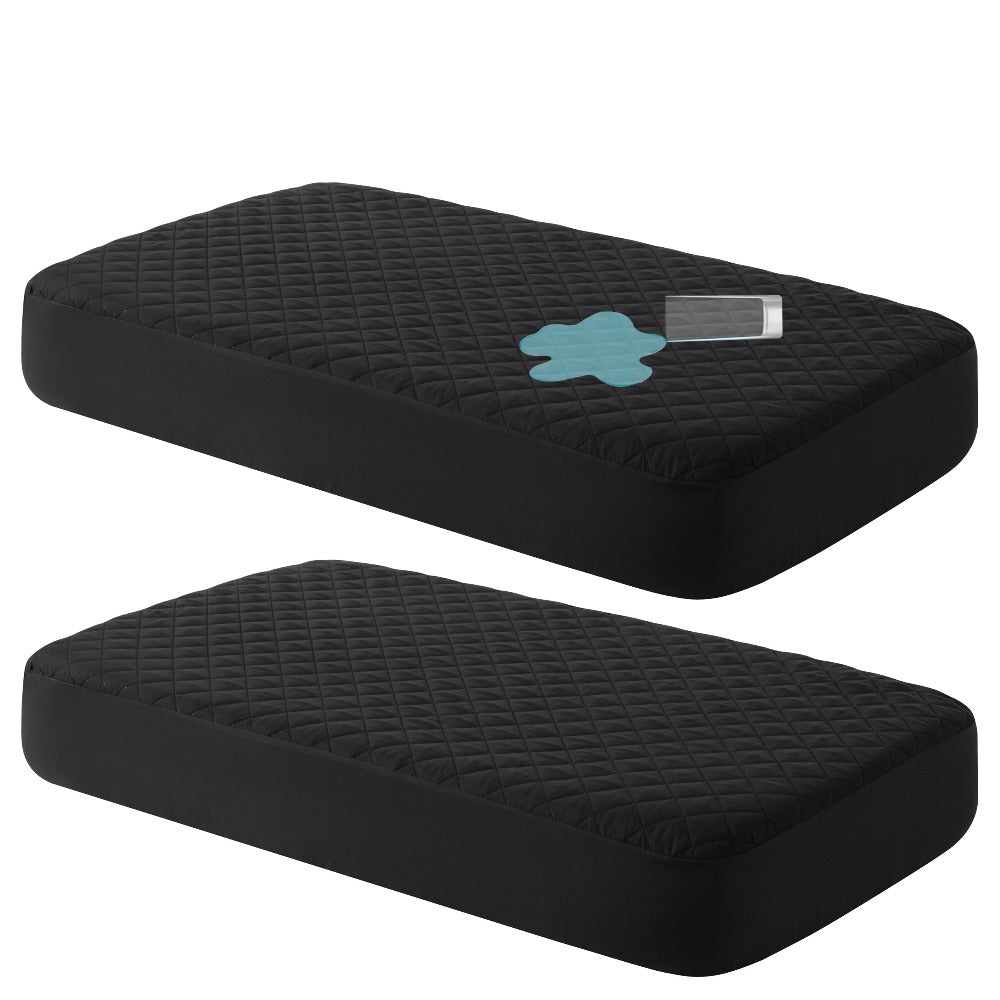 Mini Crib Mattress Protector Fitted Sheet 2 Pack ¨C Quilted Breathable No Noise Baby Mattress Cover | 100% Polyester Protective Play Mat for Standard & Mini Crib | Coffee, Black & Yellow