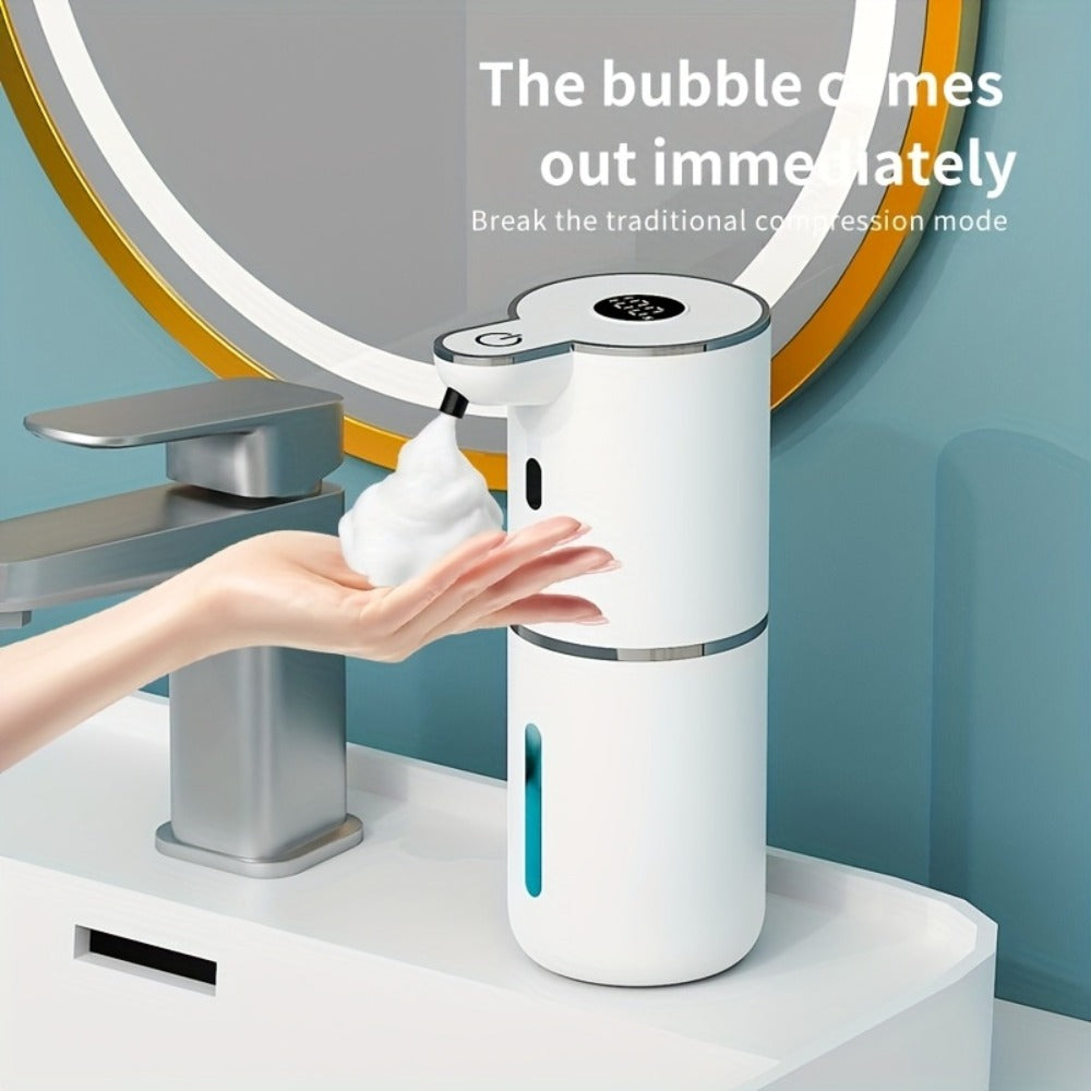 Automatic Sensor Soap Dispenser Foam Type 6 Gear Digital Display - Rechargeable Touchless Large Capacity Countertop or Wall Mount | Black White | Kitchen Bathroom Restroom Hands Free
