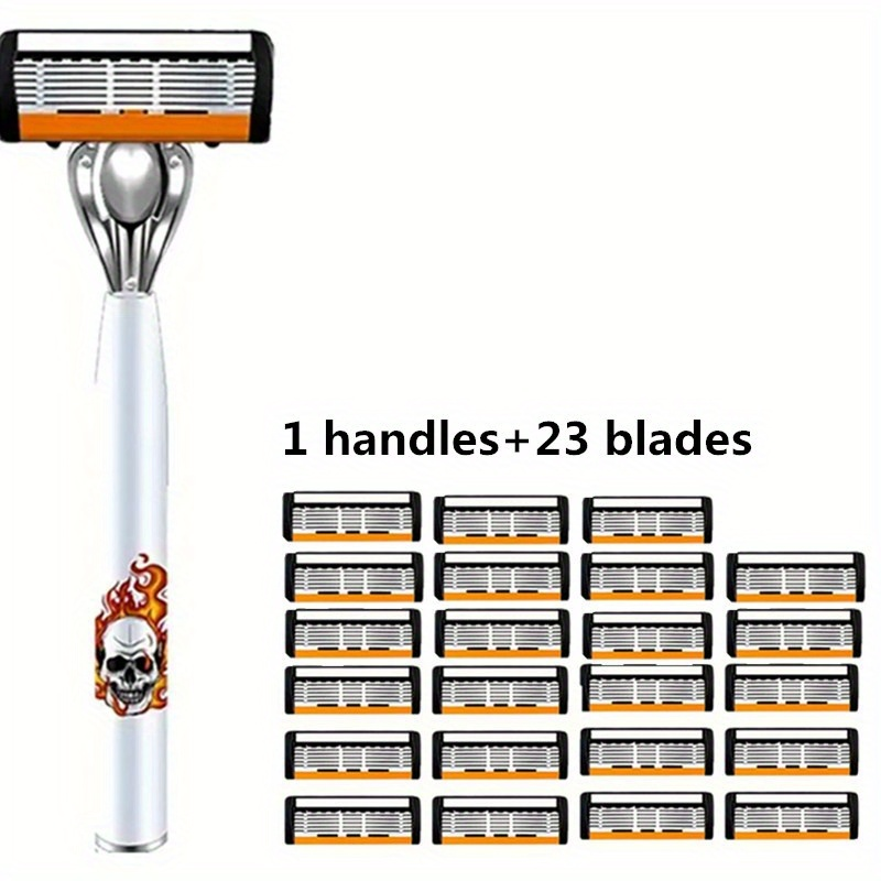 Men's Safety Razor with Replacement Blades - Anti-Slip Stainless Steel Handle Shaver for Beard & Sideburns, Classic Style Wet Shaving Razor, Multiple Blade Bundle Options