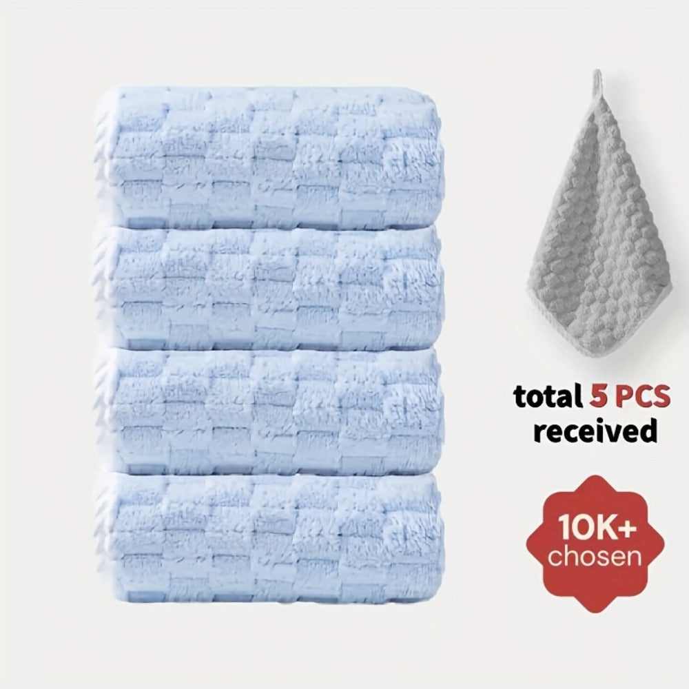 Waffle Weave Bath Towels Set 4 Pack or 8 Pack - Ultra Soft Super Absorbent Quick Dry Microfiber Moire Textured Towels | Spa Gym Travel Daily Use | Multi-Color Sets Gray Pink Blue Beige Gift Set