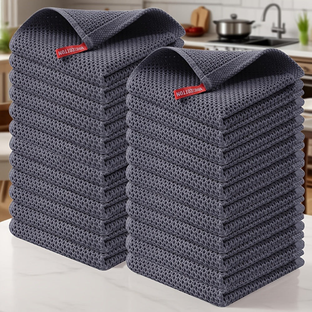 Kitchen Dish Cloths 23pcs 100% Cotton Waffle Weave Ultra Soft Absorbent Quick Dry Dish Towels 12x12 Inch for Cooking Cleaning Wiping Hands Kitchen Decor Gift