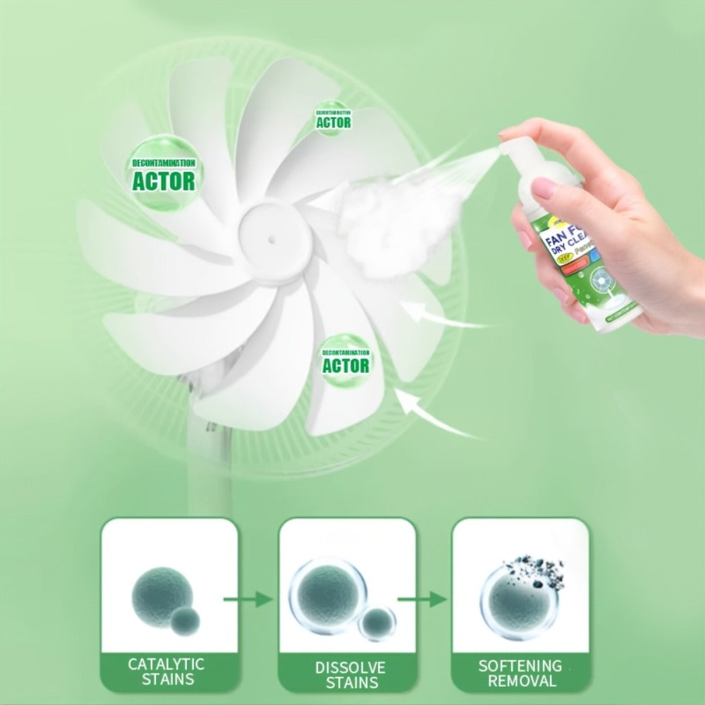 Fan Cleaner Spray Deep Cleaning Maintenance for Fan Blades Grilles Motor Internal Components Reduces Dust Adhesion for Desktop Ceiling Floor Fans Air Conditioner Equipment with Cleaning Towel 2.03oz
