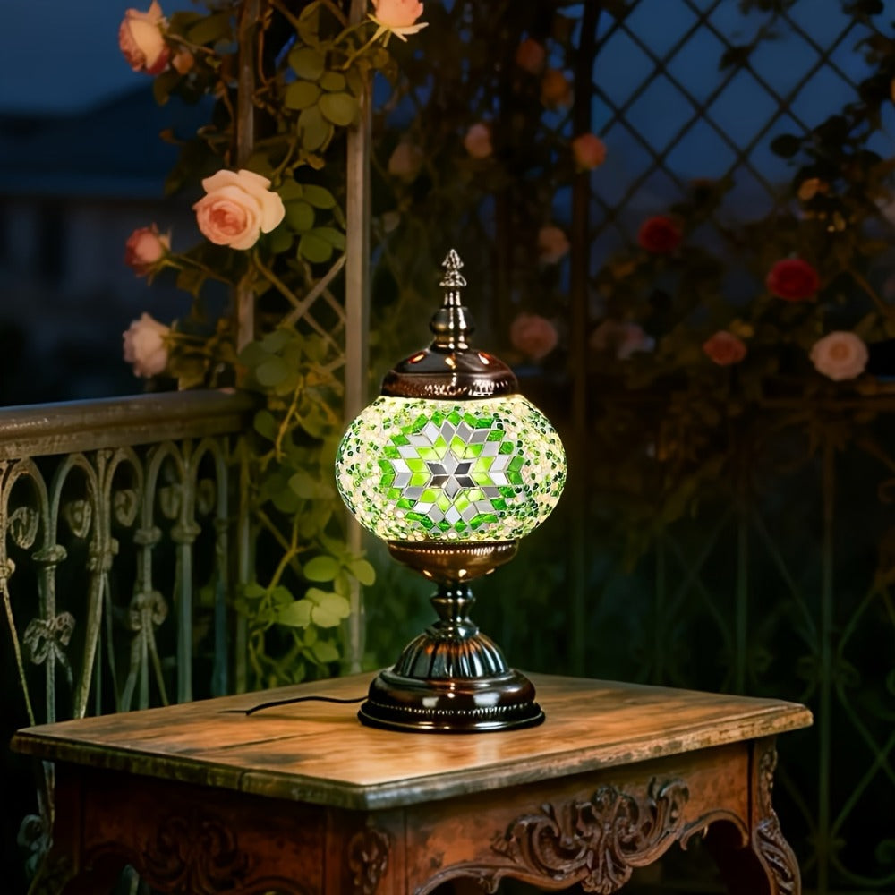 DIY Turkish Moroccan Mosaic Lamp Kit Handmade Glass Metal Brass Dimmable Bohemian Table Light for Bedroom Living Room Office Vintage Boho Decor Gift Multiple Colors 3-Color Adjustable Option
