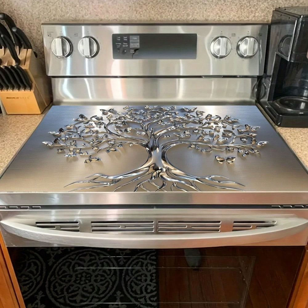 Stove Top Cover Mat Classic Tree Design | Heat-Resistant Decorative Stove Protector Pad with Branches & Leaves | Non-Stick Kitchen Cooktop Cover for Gas Stove Induction Oven