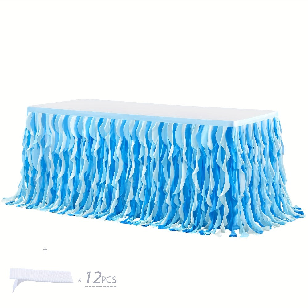 Tutu Table Skirt 6ft ¨C Ruffle Curly Willow Tulle Table Skirt for Rectangle & Round Tables, Birthday Party, Wedding, Baby Shower, Christmas & Halloween Decoration, Multiple Colors
