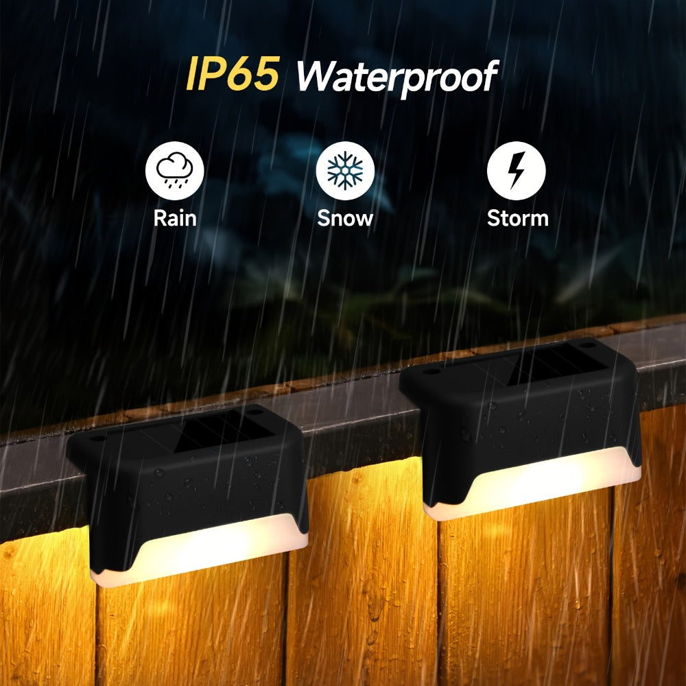 Solar Step Lights IP65 Waterproof ¨C LED Deck Lights for Outdoor Stairs, Fence & Pathway, Auto On/Off Dusk to Dawn, 12-Hour Night Lighting for Garden, Patio, Driveway & Commercial Spaces