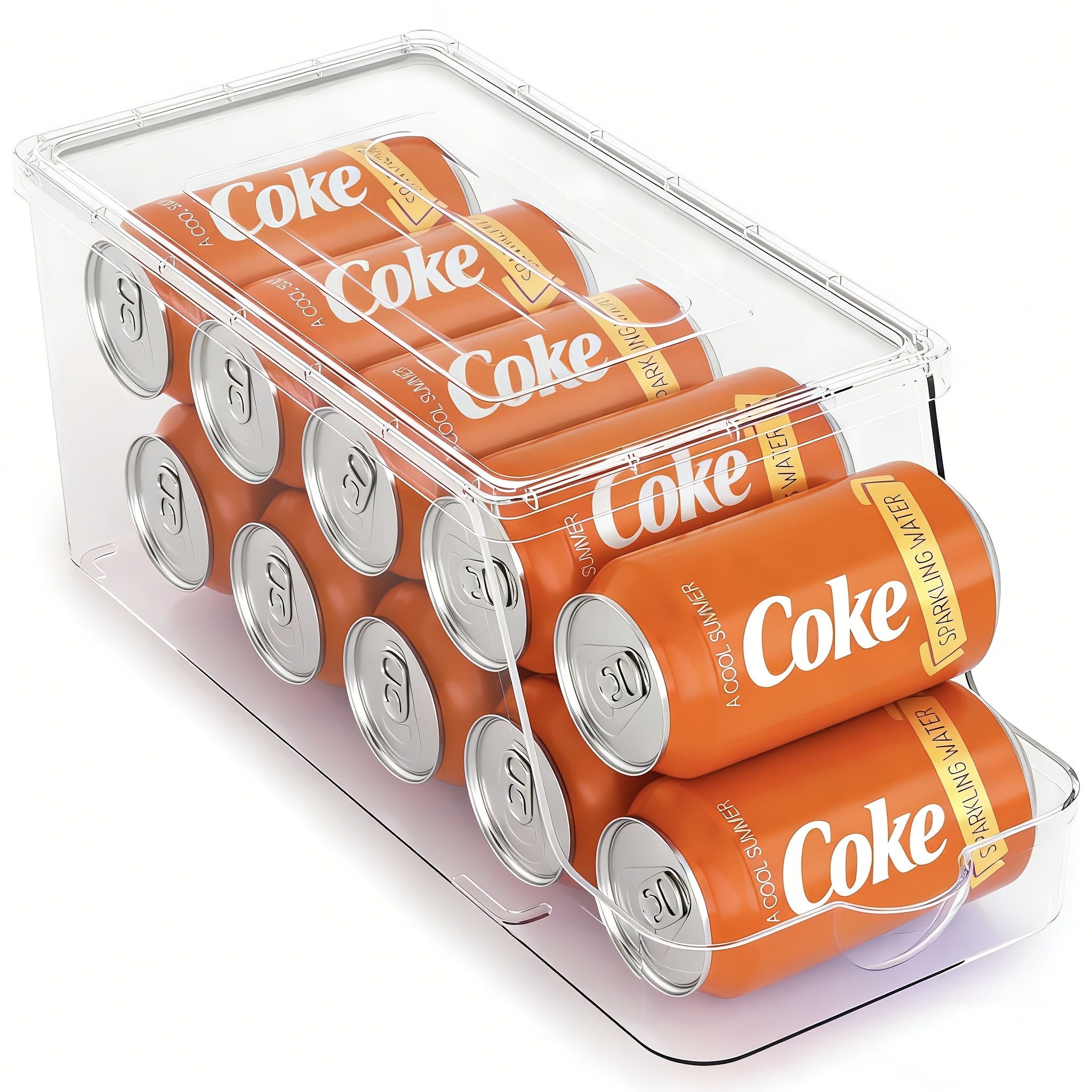 Soda Can Organizer for Refrigerator Stackable | Can Holder Dispenser with Lid for Fridge, Pantry & Freezer ¨C Holds 9 Cans Each, BPA-Free Clear Design, 1 or 2 Pack