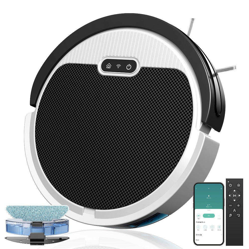 Robot Vacuum Cleaner Mop Combo 5000Pa Max Suction 2-in-1 with App & Voice Control - Scheduled Cleaning, Auto Recharge, for Pet Hair, Low Pile Carpet & Hard Floors, 12.2 inch Slim Design, Multiple Colors