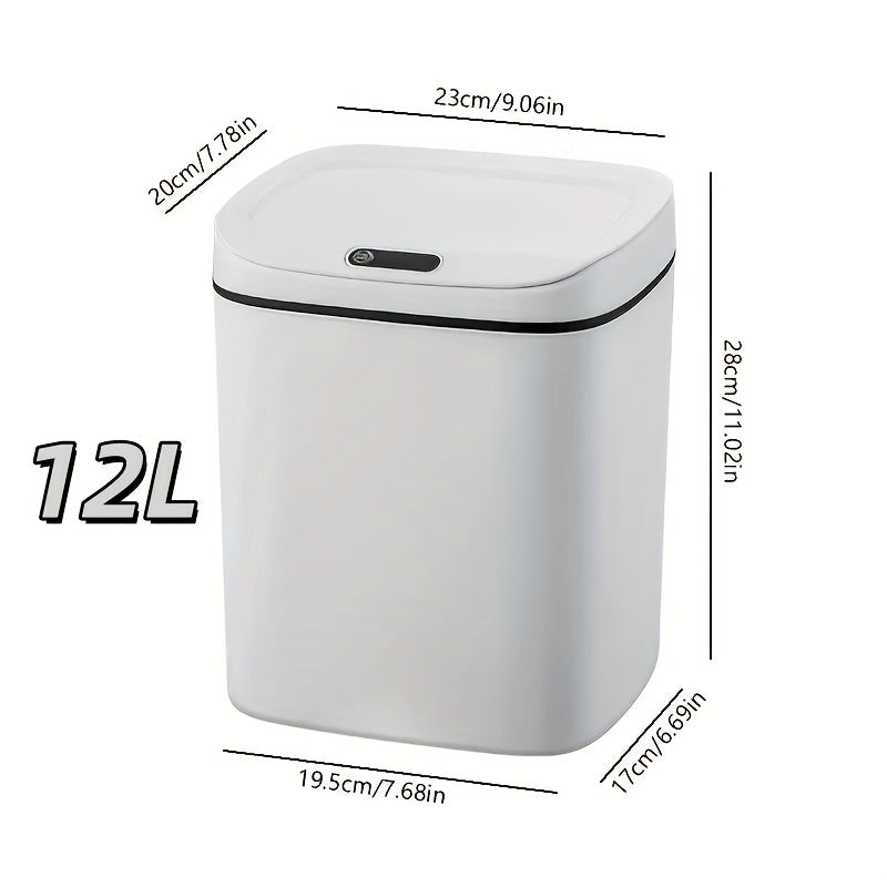 Motion-Activated Touchless Trash Can with Lid ¨C Smart Sensor Waste Bin for Kitchen, Bathroom, Office & Home, Minimalist Rectangular Design, Battery Powered, 3-4 Gallon