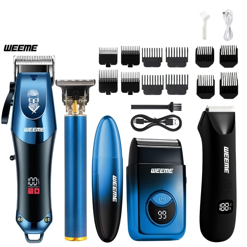 Men's Electric Hair Clipper Set USB Rechargeable with Nose Hair Trimmer & Shaver Wireless Professional Grooming Kit Father's Day Gift