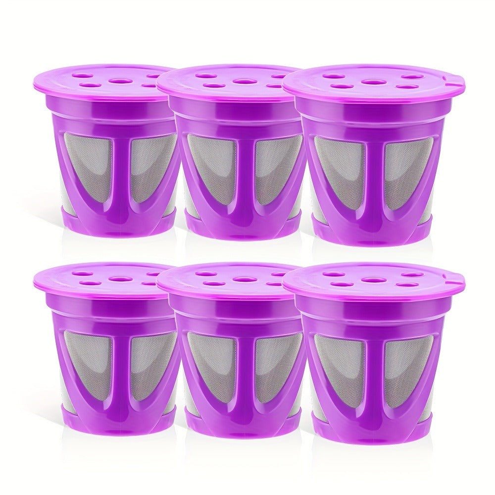 Reusable K-Cup Coffee Pods Set of 6 ¨C Refillable Coffee Filters Compatible with Keurig K-Supreme & K-Supreme Plus, Use Your Own Ground Coffee, Eco-Friendly & BPA-Free ¨C Black, Purple, Mixed