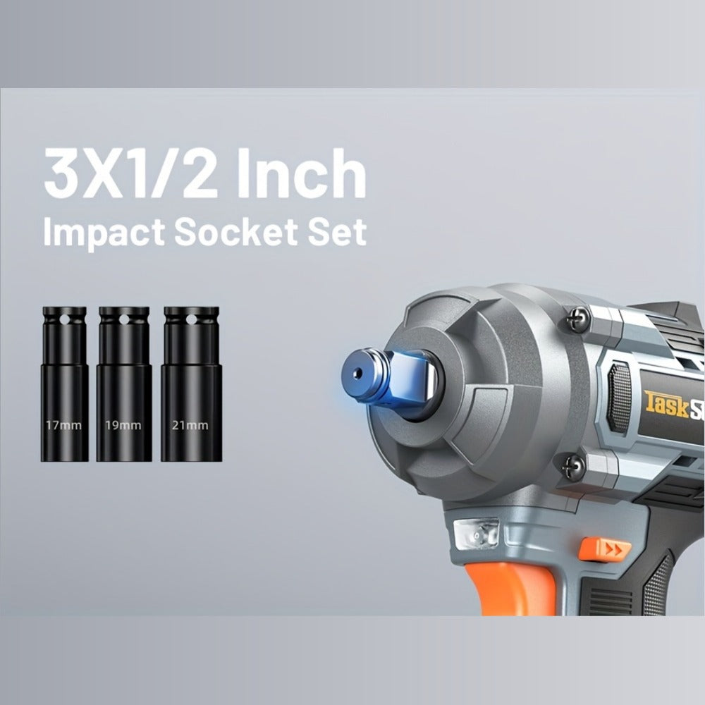 Electric Ratchet Wrench Set 3/8 Inch with 400Nm Impact Wrench - Variable Speed Trigger Batteries Fast Charger 1/4 Inch Adapter Cordless Power Tool Kit | Automotive Home Repair DIY